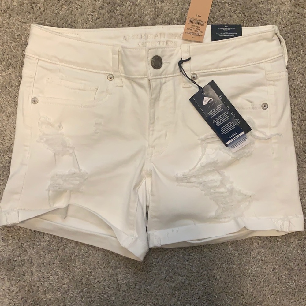 American eagle white denim shorts